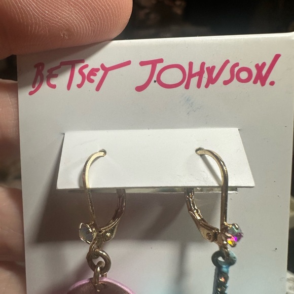 Betsey Johnson Pink Floral and Blue Dragonfly Earrings - Picture 2 of 8